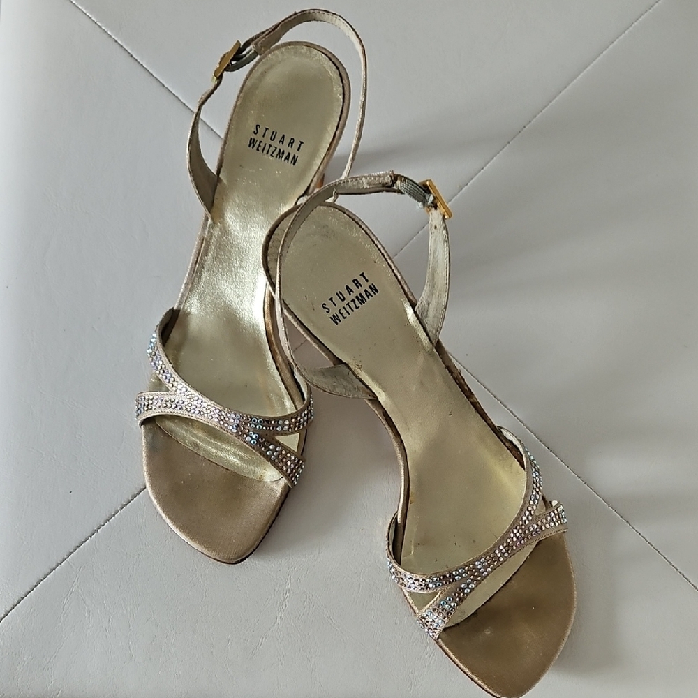 Stuart Weitzman Gold Embellished Heels